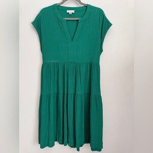 Calvin Klein Emerald Textured Gauze Dress